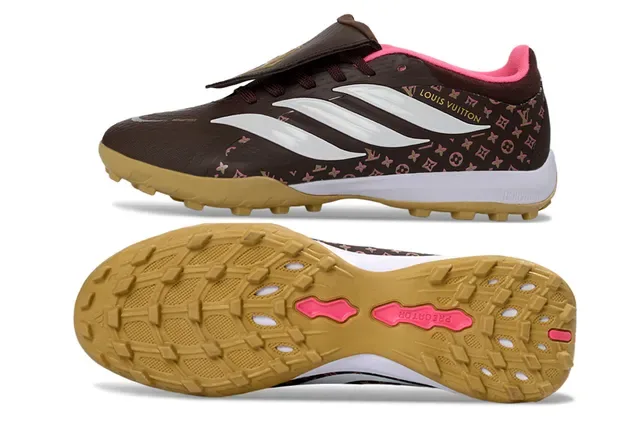 Adidas Marron Rose Low-Top Impression Monogramme Partie Supérieure Turf Chaussures Football 6
