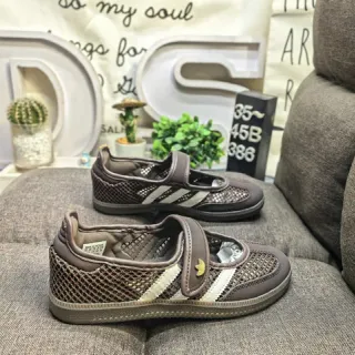 Adidas Brown White Laceless Mary Jane-Inspired Mesh Upper Lifestyle Sneakers
