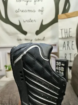 Adidas Copa Black Silver Quilted Upper Three-Stripe Side Panel Sneakers 3