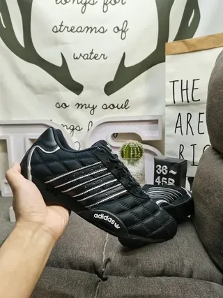 Adidas Copa Black Silver Quilted Upper Three-Stripe Side Panel Sneakers 5