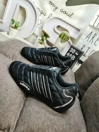 Adidas Copa Black Silver Quilted Upper Three-Stripe Side Panel Sneakers 7