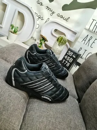 Adidas Copa Black Silver Quilted Upper Three-Stripe Side Panel Sneakers 9