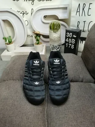 Adidas Copa Black Silver Quilted Upper Three-Stripe Side Panel Sneakers 10