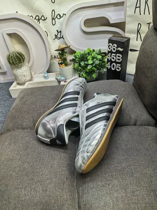 Adidas Copa Silver Black Sans lacets Low-Top Haut Métallique Texturé Chaussures de soccer intérieur 6