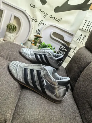 Adidas Copa Silver Black Sans lacets Low-Top Haut Métallique Texturé Chaussures de soccer intérieur 7