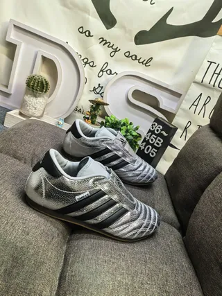 Adidas Copa Silver Black Sans lacets Low-Top Haut Métallique Texturé Chaussures de soccer intérieur 9