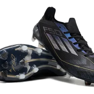 Adidas F50 Black and Iridescent Blue Firm-Ground Soccer Shoes