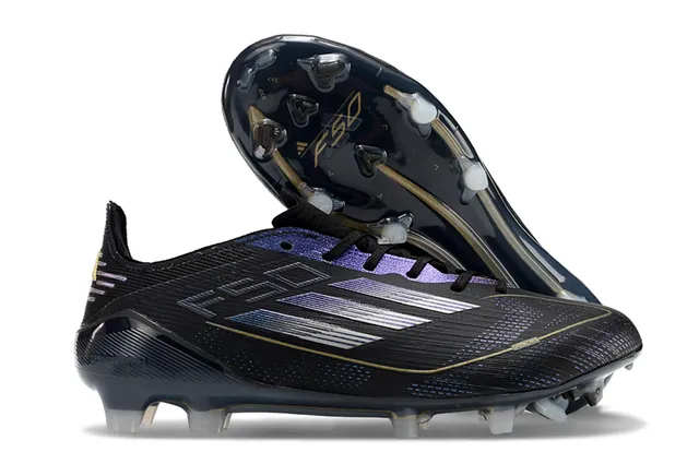 Adidas F50 Black and Iridescent Blue Firm-Ground Soccer Shoes 4