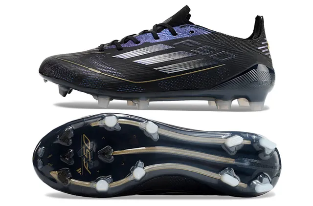 Adidas F50 Black and Iridescent Blue Firm-Ground Soccer Shoes 5