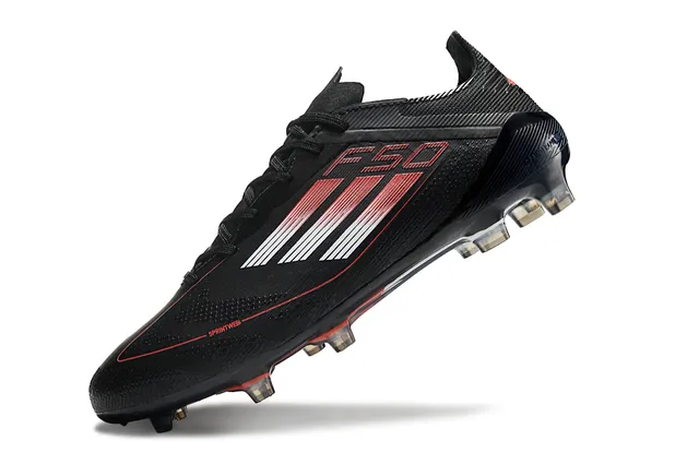 Adidas F50 Black Red Low-Cut Knit Upper Gradient Striped Overlay Firm-Ground Soccer Shoes 3