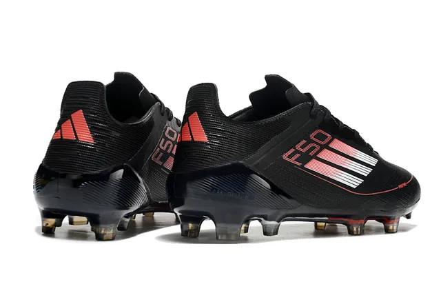 Adidas F50 Black Red Low-Cut Knit Upper Gradient Striped Overlay Firm-Ground Soccer Shoes 5