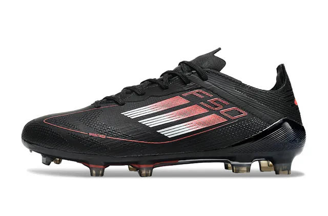 Adidas F50 Black Red Low-Cut Knit Upper Gradient Striped Overlay Firm-Ground Soccer Shoes 7