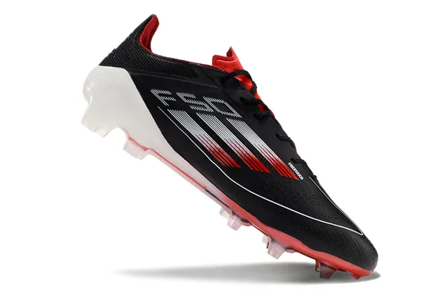 Adidas F50 Black Red Low-Cut Knit Upper Sprintweb Mesh Firm-Ground Soccer Shoes 2
