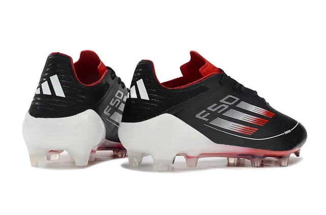 Adidas F50 Black Red Low-Cut Knit Upper Sprintweb Mesh Firm-Ground Soccer Shoes 5