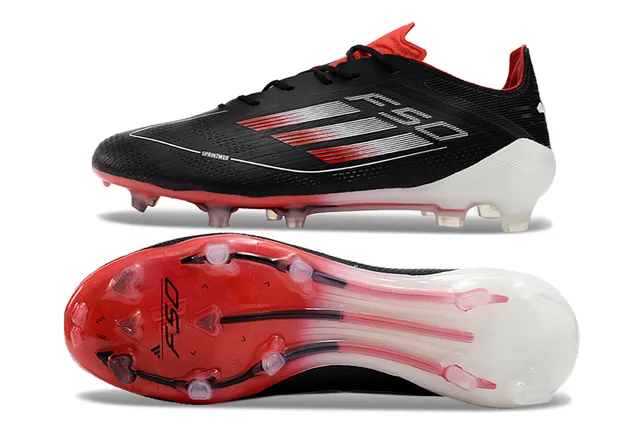 Adidas F50 Black Red Low-Cut Knit Upper Sprintweb Mesh Firm-Ground Soccer Shoes 6