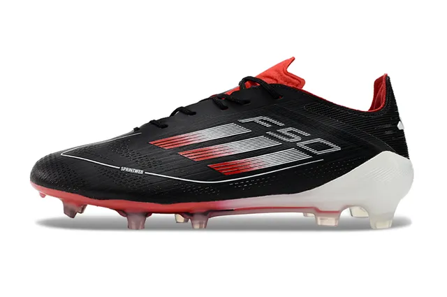 Adidas F50 Black Red Low-Cut Knit Upper Sprintweb Mesh Firm-Ground Soccer Shoes 7