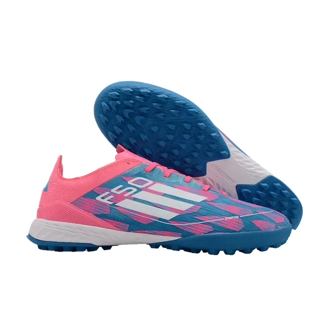 Adidas F50 Chaussures de Football Turf Bleu Rose Coupe Basse Synthétique Motif Géométrique 5