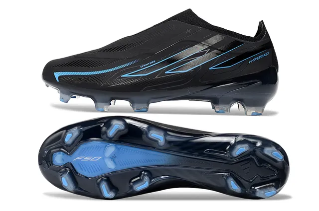 Adidas F50 Hyperfast Black Blue Firm-Ground Soccer Shoes 6