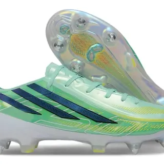 Adidas F50 Hyperfast Mint Green Navy Yellow Firm-Ground Soccer Shoes