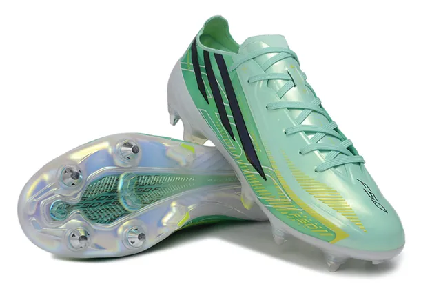 Adidas F50 Hyperfast Mint Green Navy Yellow Firm-Ground Soccer Shoes 4