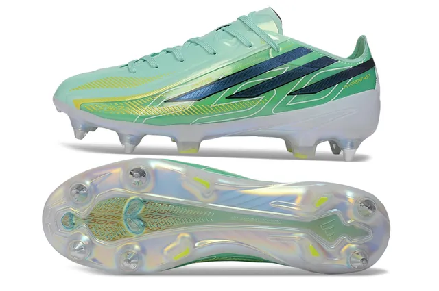 Adidas F50 Hyperfast Mint Green Navy Yellow Firm-Ground Soccer Shoes 6