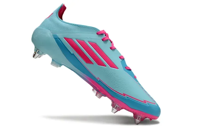 Adidas F50 Messi Azul claro e rosa Chuteira de futebol Tacón firme 2