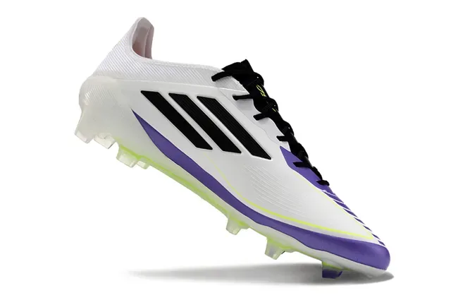 Adidas F50 Messi Chaussures de Football Blanc Violet Vert Néon Terre Ferme 2