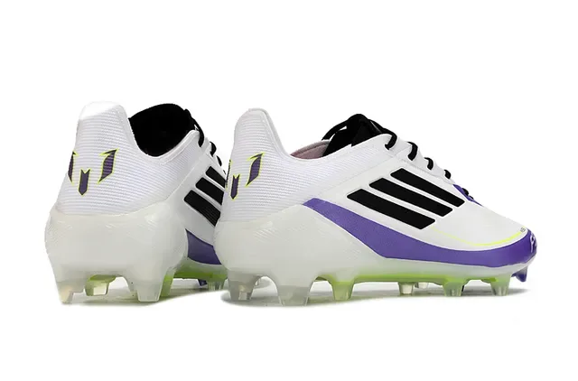 Adidas F50 Messi Chaussures de Football Blanc Violet Vert Néon Terre Ferme 5