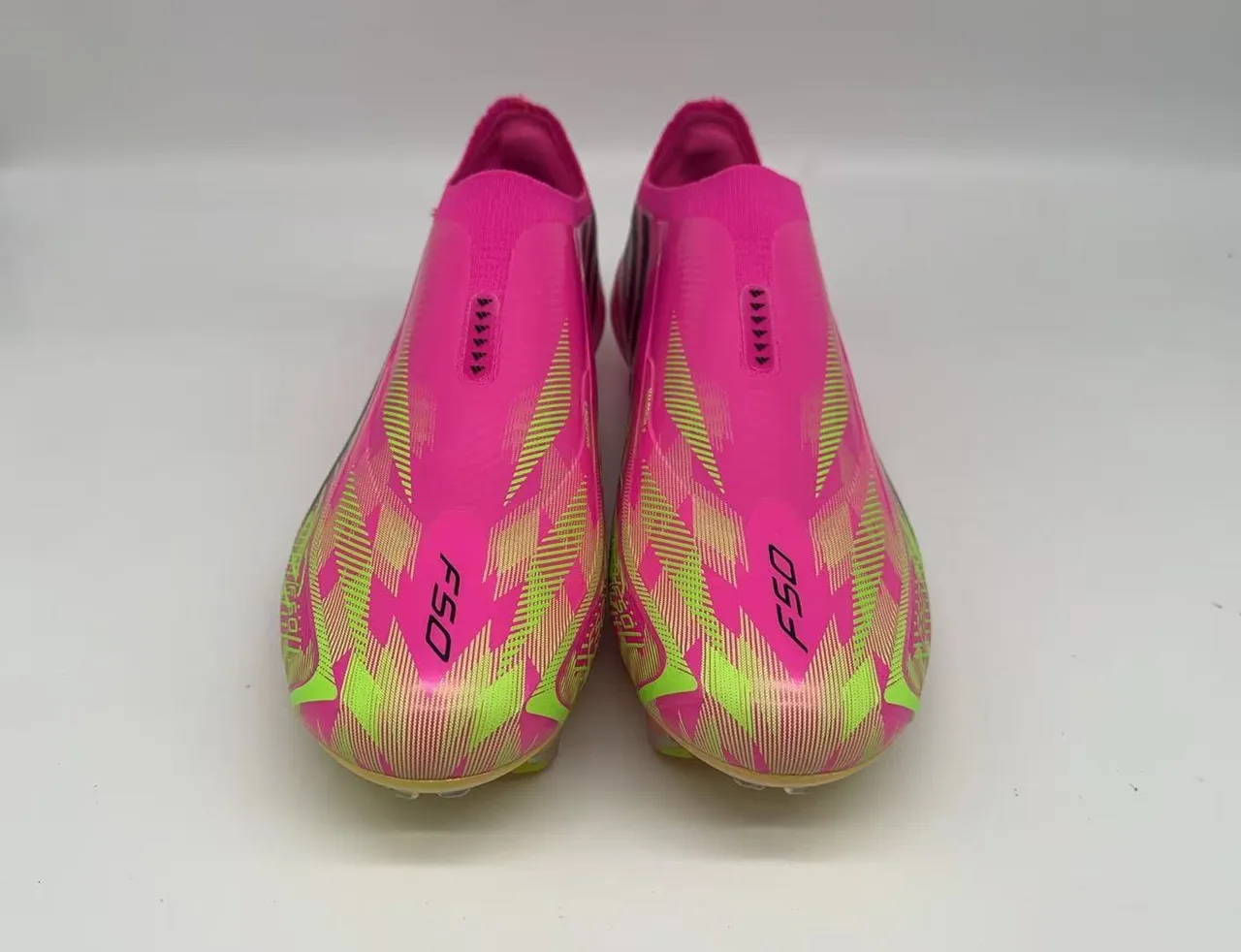 Adidas F50 Pink and Neon Green Firm-Ground Soccer Shoes 2