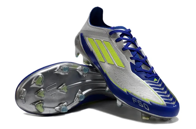 Adidas F50 Silver Blue Chaussures de football à tige synthétique basse finition métallique pour terrain ferme 4