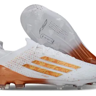 Adidas F50 White Orange Low-Cut Molded-Stud Firm-Ground Soccer Shoes