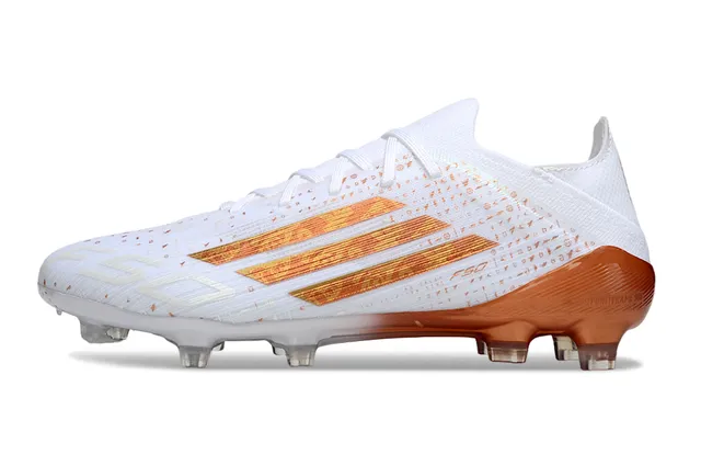 Adidas F50 White Orange Low-Cut Molded-Stud Firm-Ground Soccer Shoes 7