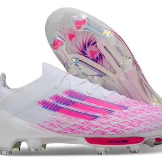 Adidas F50 White Pink Low-Cut Knit Upper Translucent Soleplate Firm-Ground Soccer Shoes