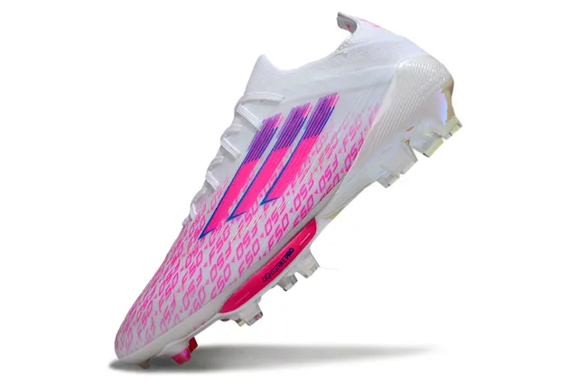 Adidas F50 White Pink Low-Cut Knit Upper Translucent Soleplate Firm-Ground Soccer Shoes 3