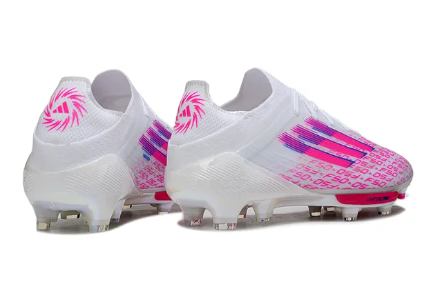 Adidas F50 White Pink Low-Cut Knit Upper Translucent Soleplate Firm-Ground Soccer Shoes 5