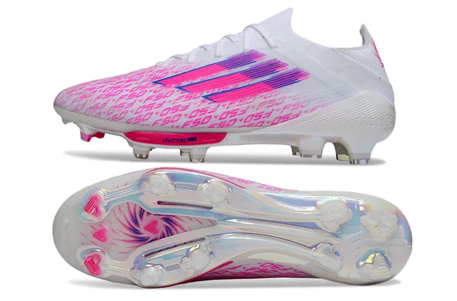 Adidas F50 White Pink Low-Cut Knit Upper Translucent Soleplate Firm-Ground Soccer Shoes 6