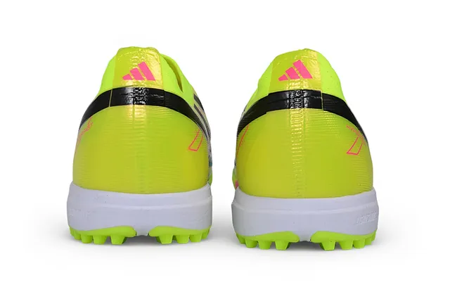 Adidas F50 Amarelo Multicolor Slip-On Ajuste de meia Superior Três listras Marca lateral Gramado Sapatos de futebol 3