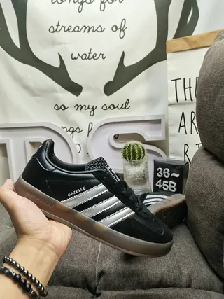 Adidas Gazelle Black and Silver Metallic Lifestyle Sneakers 5