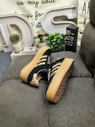 Adidas Gazelle Black Pink Deer-Print Platform Lifestyle Sneakers 6
