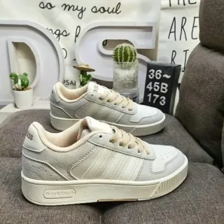Adidas Gray Beige Low-Top Suede-and-Textile Upper Lifestyle Sneakers