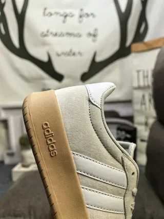Adidas Gray Beige Low-Top Suede Upper Lifestyle Sneakers 3
