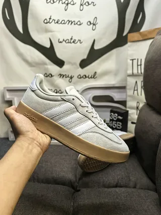 Adidas Gray Beige Low-Top Suede Upper Lifestyle Sneakers 5