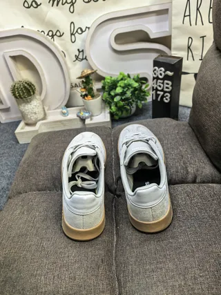 Adidas Gray Beige Suede And Leather Upper Three-Stripe Side Panel Lifestyle Sneakers 8