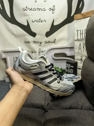 Adidas Gray Black Mesh-and-Synthetic Upper Three-Stripe Side Branding Lifestyle Sneakers 5