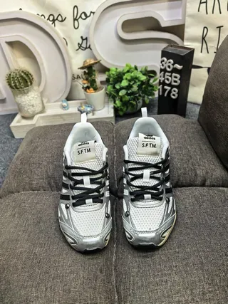 Adidas Gray Black Mesh-and-Synthetic Upper Three-Stripe Side Branding Lifestyle Sneakers 10