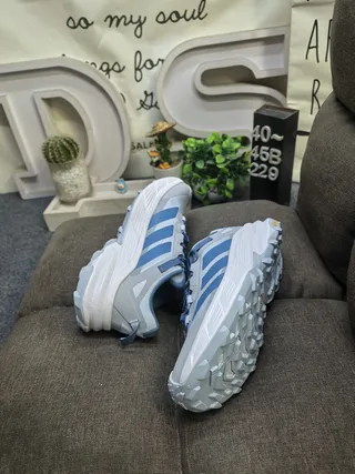 Adidas Gray Blue Chunky Midsole Three-Stripe Side Panel Lifestyle Sneakers 6