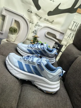 Adidas Gray Blue Chunky Midsole Three-Stripe Side Panel Lifestyle Sneakers 7