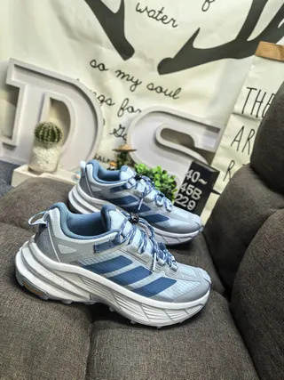 Adidas Gray Blue Chunky Midsole Three-Stripe Side Panel Lifestyle Sneakers 9