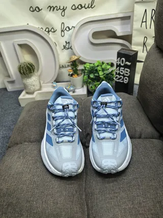 Adidas Gray Blue Chunky Midsole Three-Stripe Side Panel Lifestyle Sneakers 10
