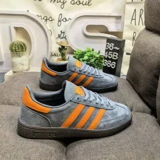 Adidas Gray Orange Suede Upper Three-Stripe Side Panel Lifestyle Sneakers